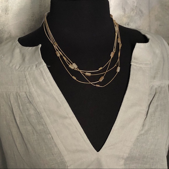 NWT Pink Moonstone gemstone gold layered necklace - Picture 3 of 4